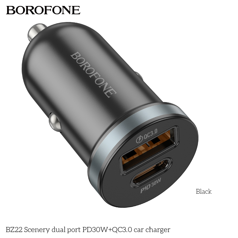 BOROFONE BZ22 Scenery dual-port car charger PD 30 W NZ